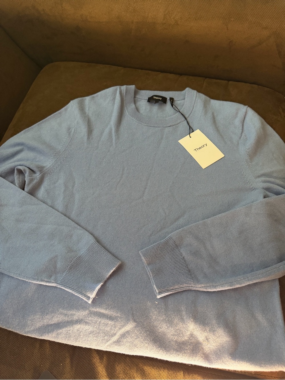 Theory Men's Sky Blue Crewneck Sweater